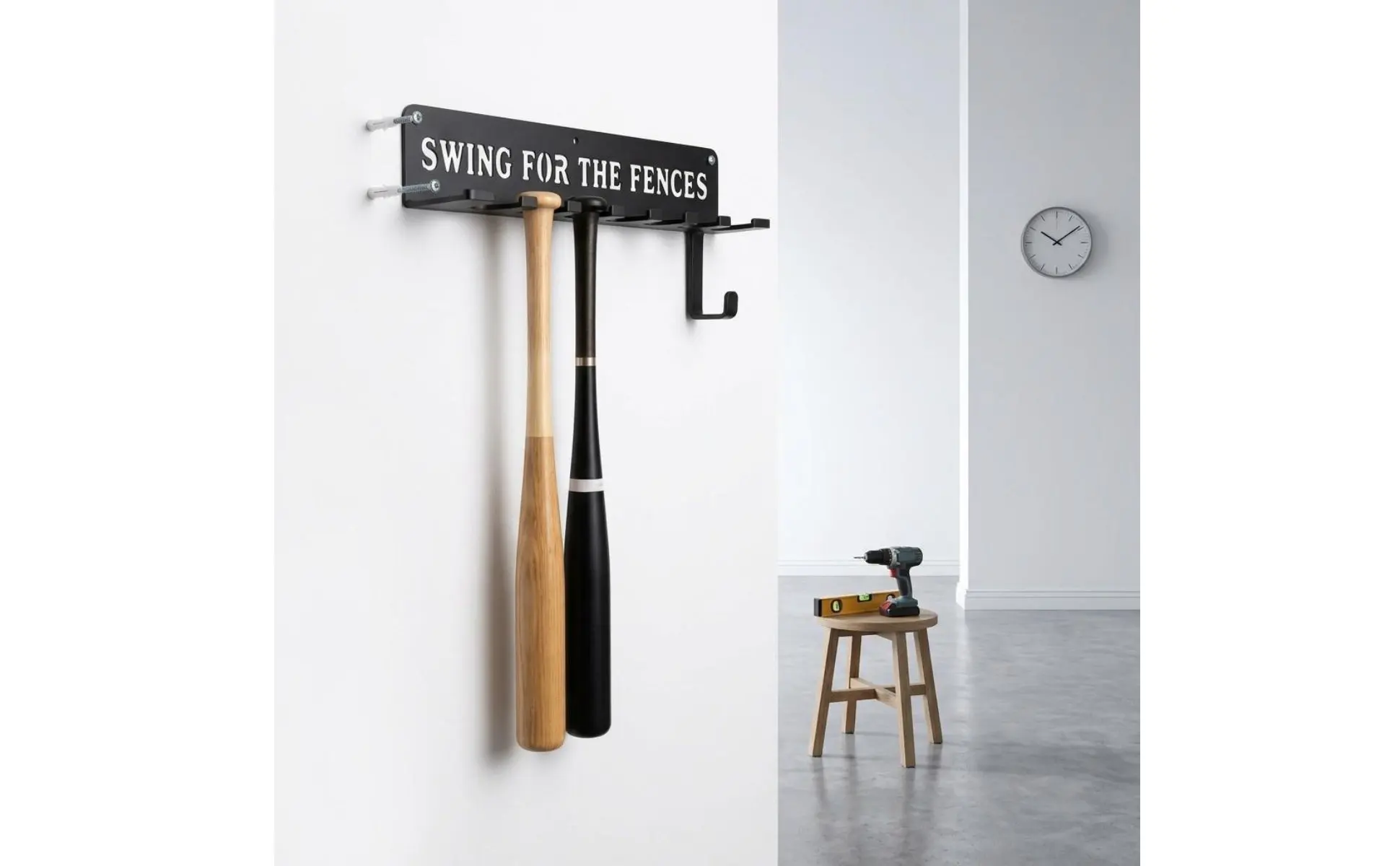 14 Bats 14 Sports Equipment Storage Rack Carabiner Hook Wall Mount Sports Equipment Rack Metal Construction Space Saving
