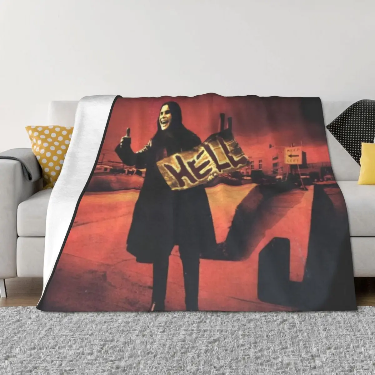 

Ozzy Osbourne Hitch-hiking To Hell Throw Blanket warm winter Summer Beddings halloween Blankets