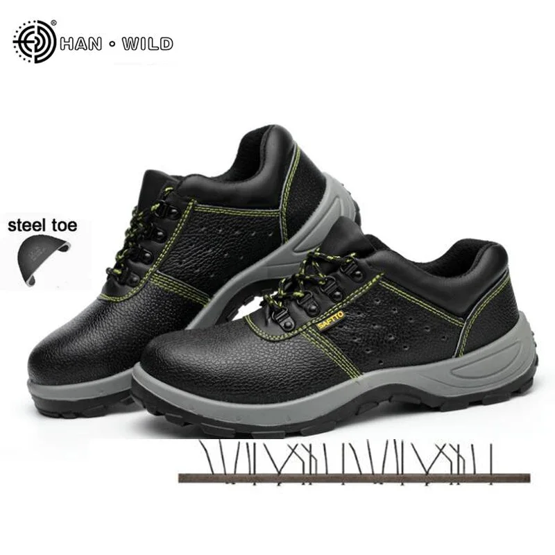 Mens Safety Work Boots Summer Black Breathable  Steel Toe Cap Casual Shoe Labor Insurance Puncture Proof Shoes Men