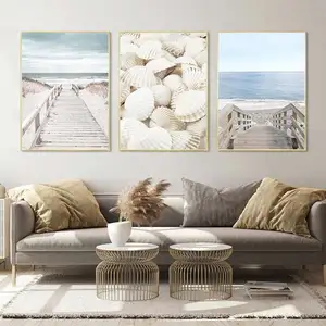 Praia Sea Ocean Canvas Wall Art Poster Ponte rời rùa Seagull in bức tranh mùa hè rực rỡ Trang trí Bắc Âu cho nhà 6 Lý do bán hàng bán hàng chính - №4