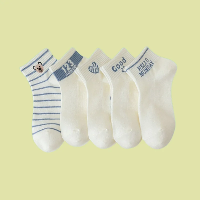 

5/10 Pairs New White Women's Casual Socks Women Cotton Socks Cute Female Girl Trendy Socks Sweat-Absorbent Sports Cotton Socks