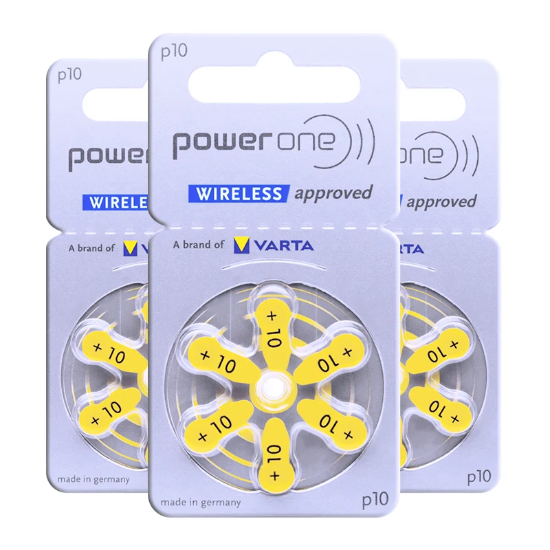 60x Powerone Hearing Aid Batteries 10 a10 10a P10 PR70 Germany 1.45V Zinc Air Cell Button Battery for CIC In Ear Hearing Aids