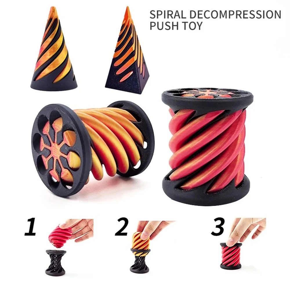 3D Printed Spiral Cone Toy Impossible Pyramid Passthrough Sculpture Pass Through Pyramid Fidget Toys Mini Decorative Ornaments