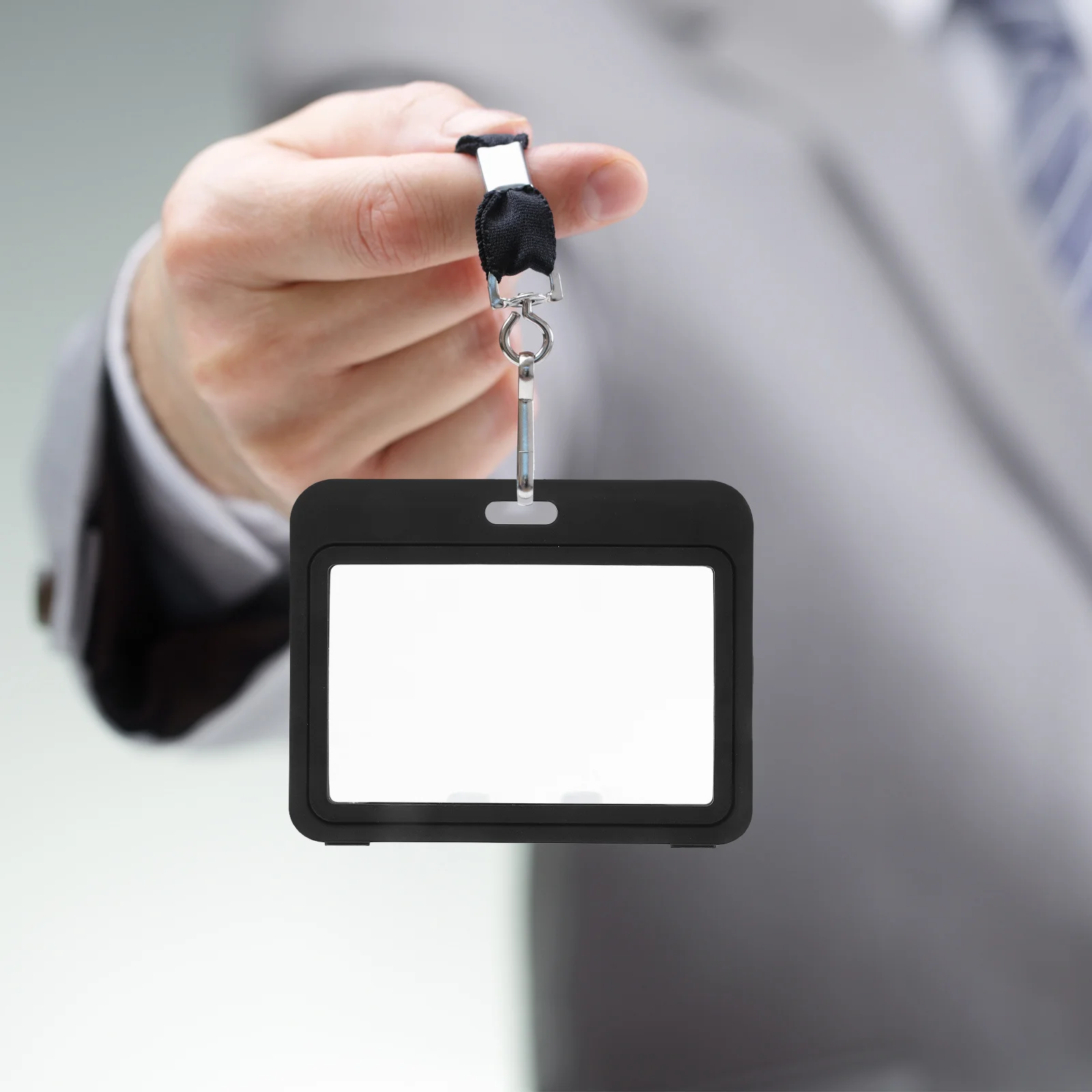 12 قطعة من البلاستيك الصلب، حامل معرف العمل، تصميم أفقي أنيق، عرض حماية النوافذ المزدوجة #6