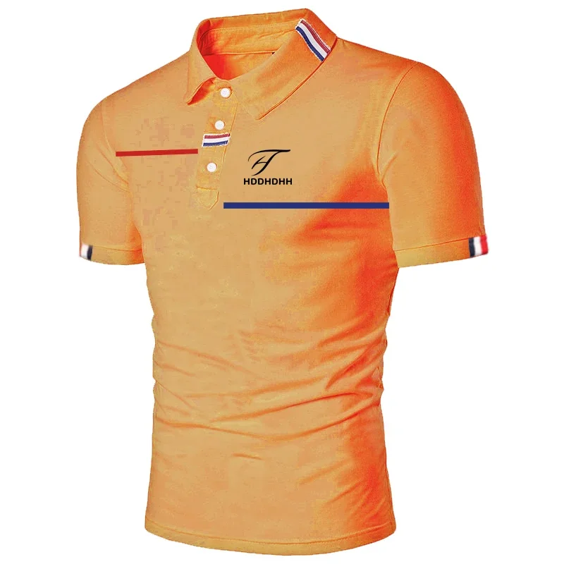 Men's new short sleeved polo shirt with a collar, fashionable and casual image 5