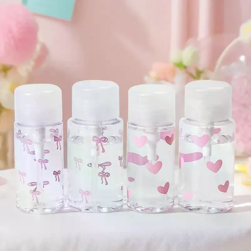 Boog Hart Druk Pompfles Hervulbare Dispenser Flessen Lege Fles Accessoires Voor Reinigingsolie Nagellak Remover