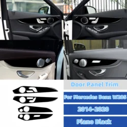 For Mercedes W205 Benz GLC C Class 2014-2020 Piano Black Interior Side Door Trim Strip Door Panel Sticker Auto Assesories