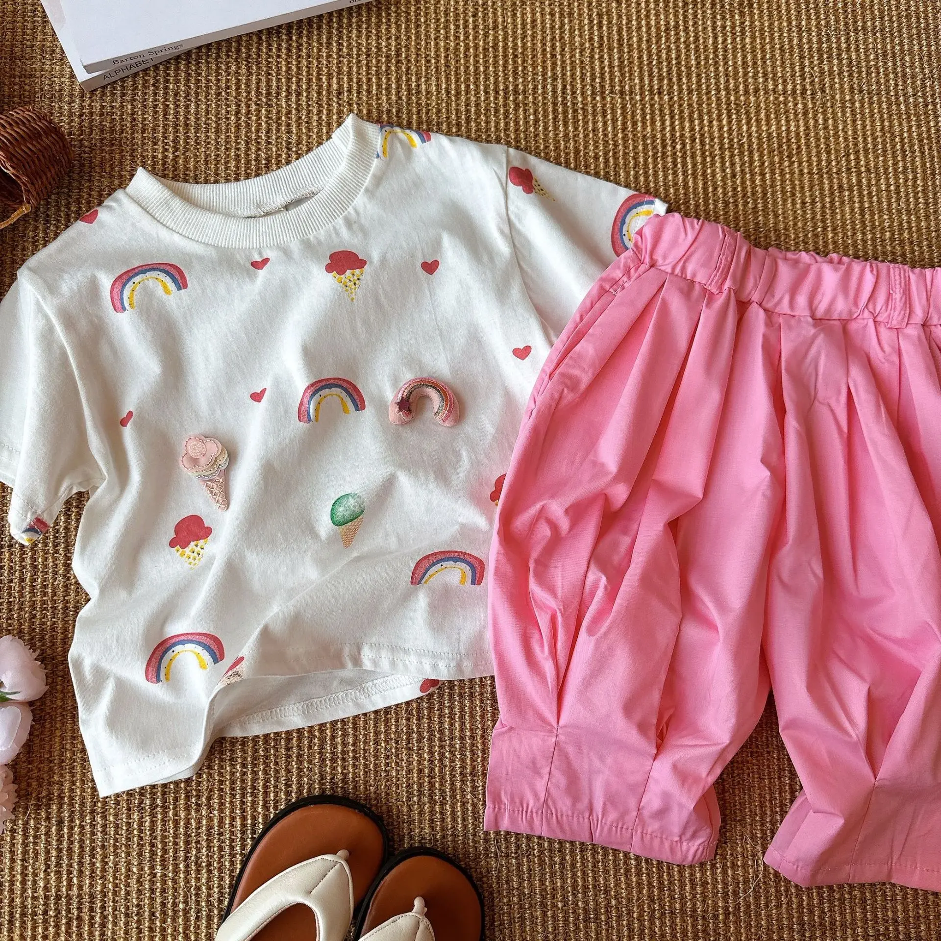 

Girls Summer Lightweight Set Childrens Short Sleeve Summer Outfit 2026 New Fashionable Trendy Baby Summer Clothes