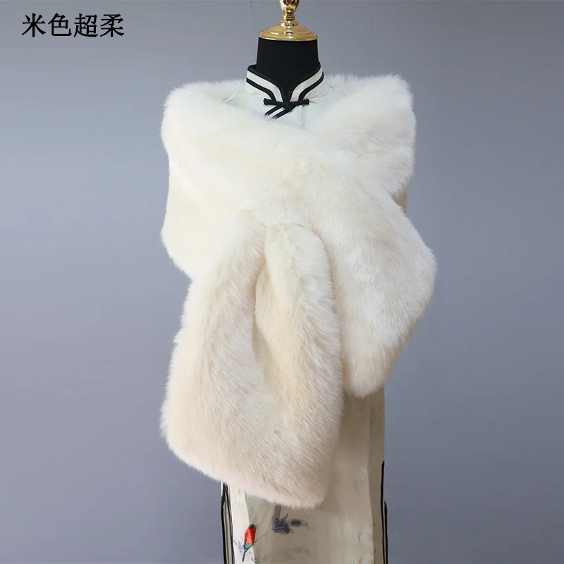 32 Colors 160*22cm Women Luxury Warm Faux Fox Fur Shawl Winter Ladies Plush Scarf Wraps Cloak Coat Wedding Long Cape Scarves