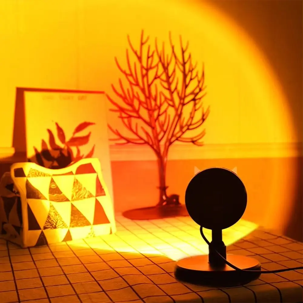 New Led Sunset Projector Lamp USB 360° Rotation Mood Neon Light Ambient Lighting Home Decoration