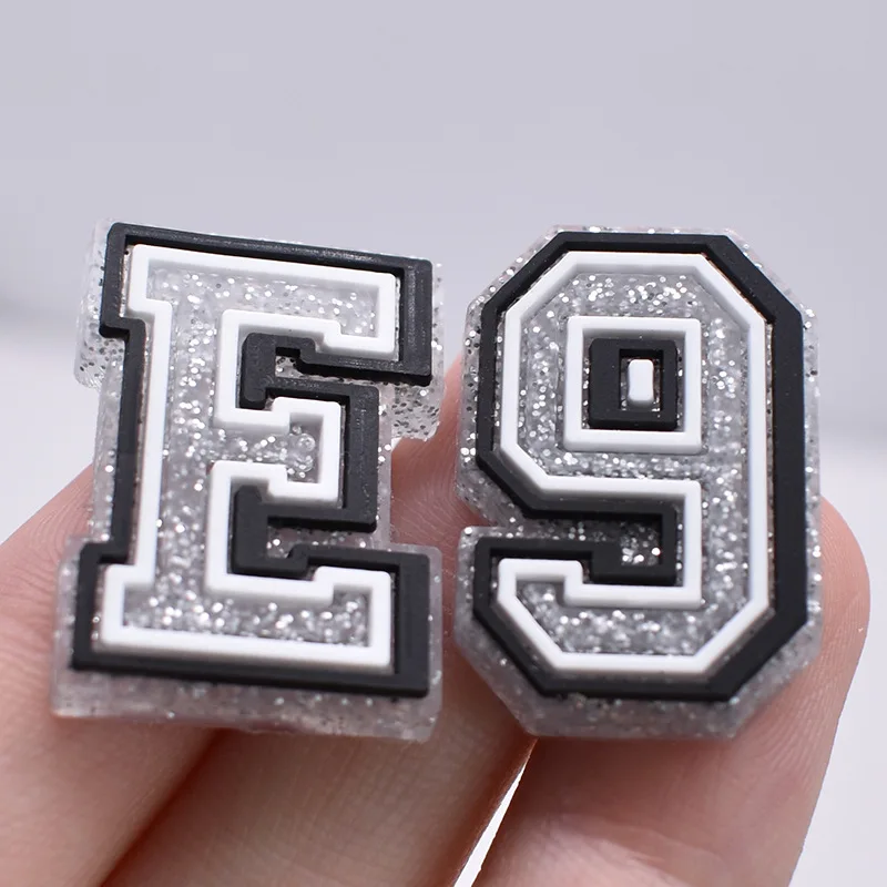 Sales 1Pcs Creative Silvery Letters Shoe Charms for Crocs Accessories Charms Clogs Wristbands Buckle DIY Decorations Party Gifts