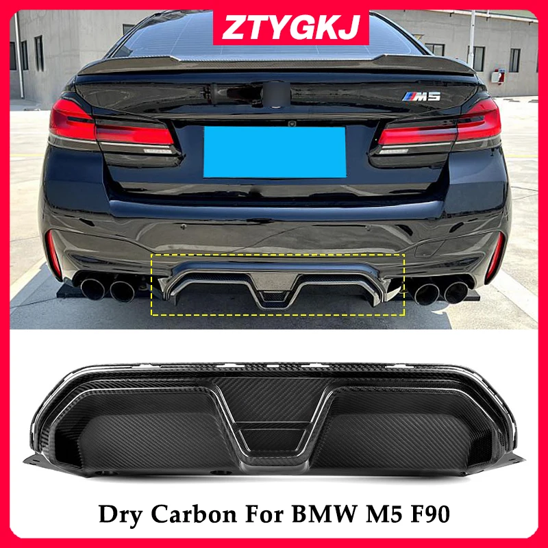 C Style Dry Carbon Fiber Material Rear Bumper Lip Spoiler Diffuser For BMW M5 F90 LCI Tuning 2020 Up