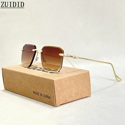 2024 Rimless Sunglasses Women Trendy  New Square Fashion Glasses Vintage Luxe Lentes De Sol Mujer Lunette Soleil Femme Okulary
