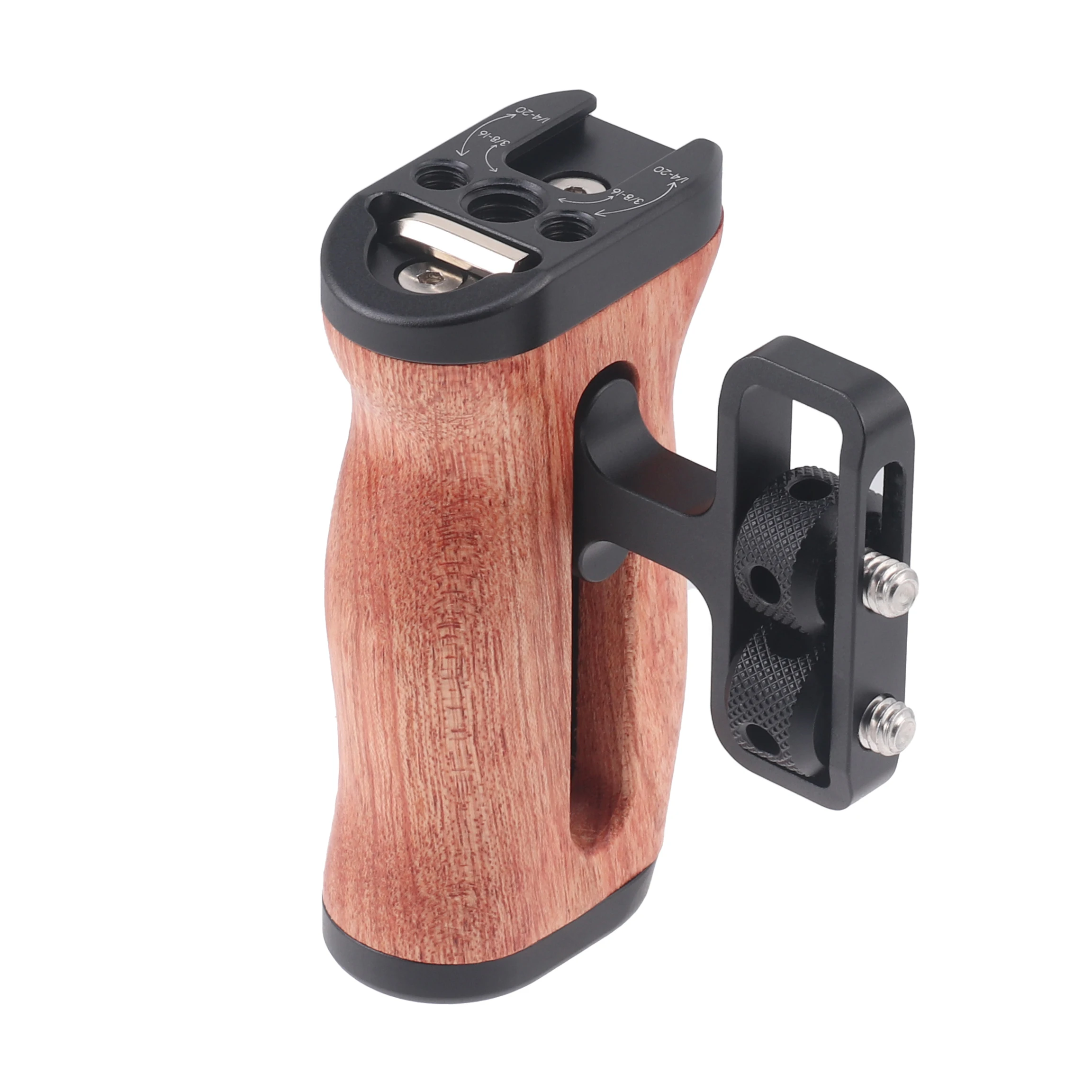 FOTGA Camera Cage Wooden Handle Side Hand Grip with Cold Shoe Mount 1/4&3/8 Inch Screw Hole Video Photography Camera Fotografica