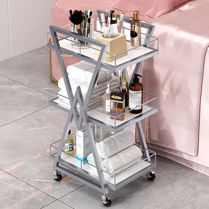 Hairdressing Helper Cart Trolleys Manicure Tool Trolley Salon Furniture Simple Home Multi-layer Storage Auxiliary With Wheels L