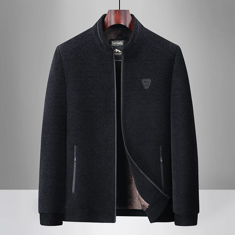 

Осень-зима, толстая теплая шерстяная куртка из синели, мужская высококачественная повседневная деловая ветрозащитная шерстяная смешанная куртка с воротником-стойкой