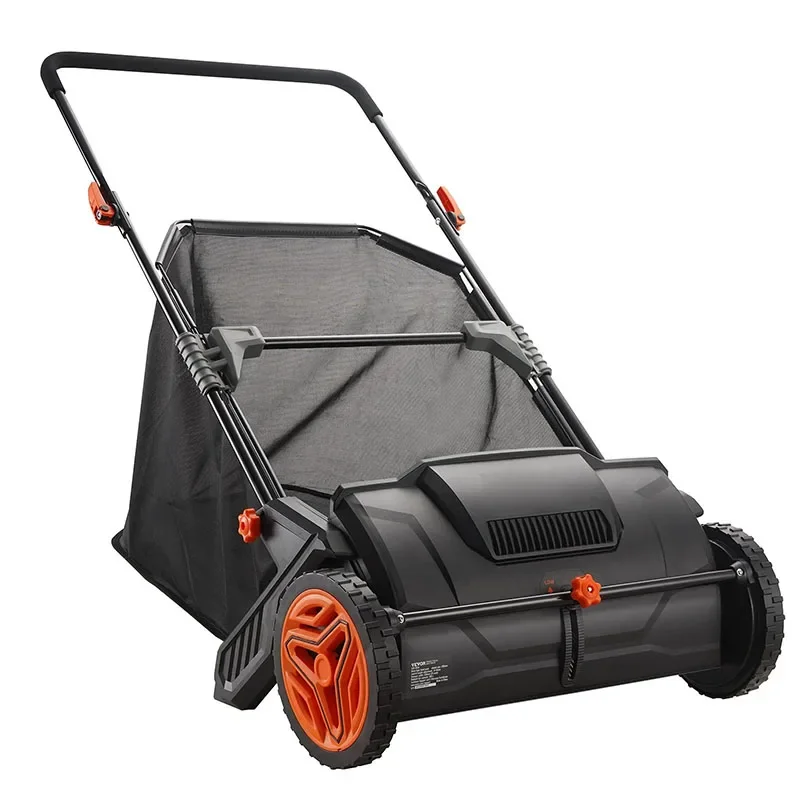 Garden Hand Push Lawn Sweeper Dethatcher Machine for Removing Thatch, Leaves and Dead Grass