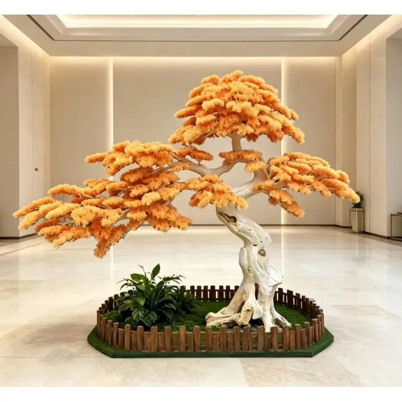Artificial Welcome Pine Bonsai Simulated Plant Decoration Fake Tree Potted Ornament for Home Office Store Tabletop Decor