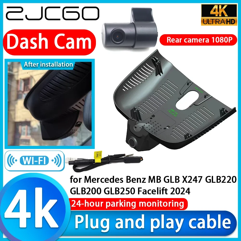 

ZJCGO Video Recorder 4K UHD Plug and Play DVR Dash Cam for Mercedes Benz MB GLB X247 GLB220 GLB200 GLB250 Facelift 2024