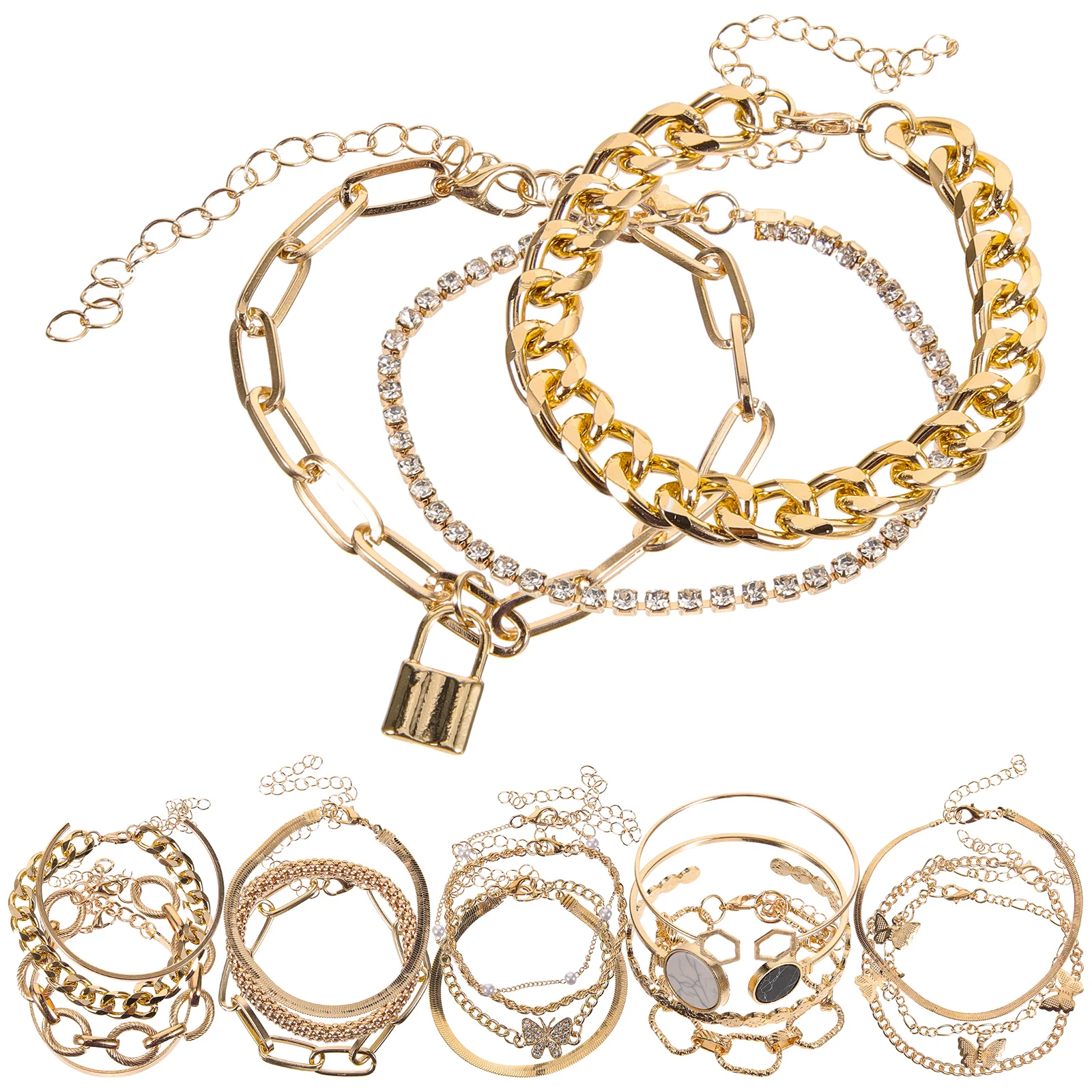 

6 Sets Vintage Bracelet Chain Anklets Women's Foot Jewelry Alloy Lightweight Comfortable Safe Daily Beach Party