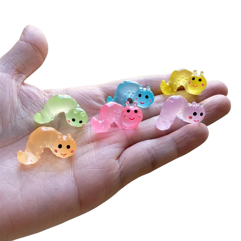 5/10Pcs Mixed Glow in the Dark Mini Resin Caterpillar Miniatures, Home Desk Potted Plant Micro Landscape DIY Craft Ornament
