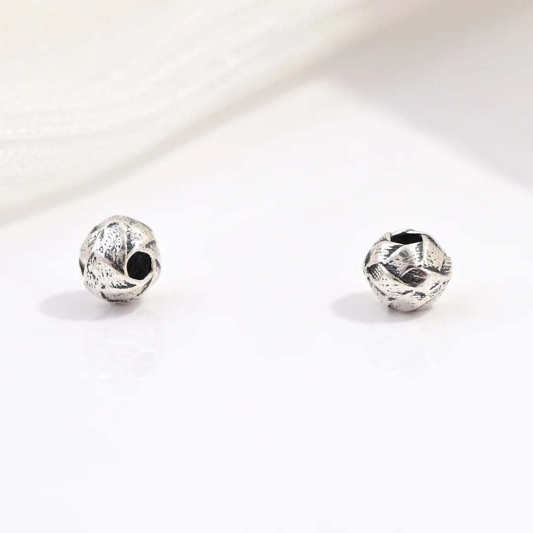 2PCS S925 Sterling Silver Retro Pattern Spacer Beads