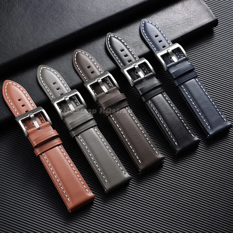 18mm 20mm 22mm Cowhide Strap for Seiko for Omega Leather Watch Band Business Leisure Bracelet Quick Release Universal Wristband