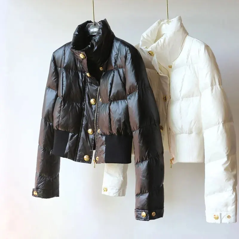 Women's Winter Cotton Jacket 2025 New Waist Cinching Slimming Stand-Up Collar Overcoat Long Sleeved High End Temperament Jackets