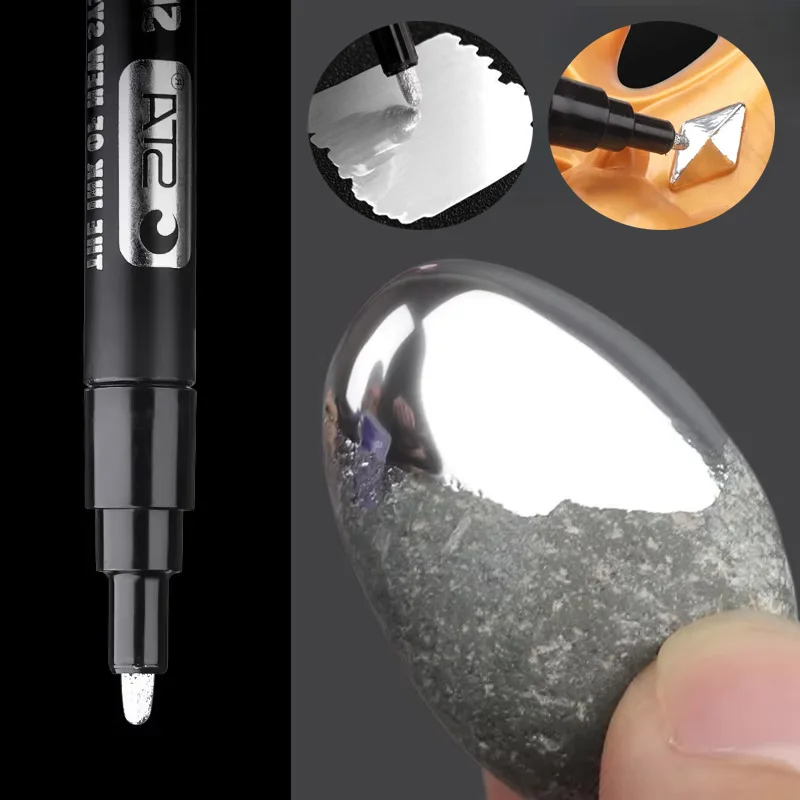 Electroplating Mirror Silver Paint Pen Hand-repair Chrome-plated Metal Waterproof Tire Ceramic Touch-up Paint 1mm/2/3mm Nib