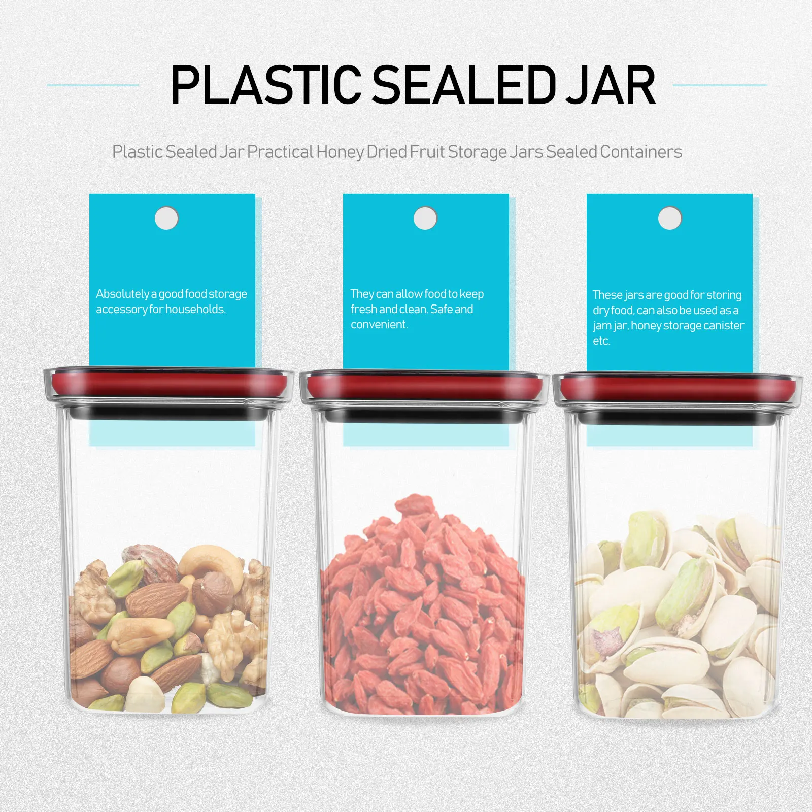 

Plastic Sealed Jar Storage Containers Mason Jars Food Holder ganizer Dry Food Jam Honey Container Storage Canisters