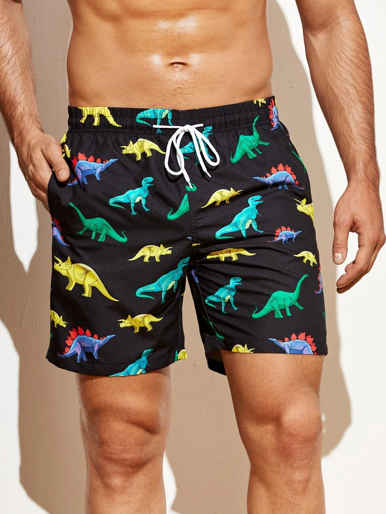 Summer New Men\'s Shorts 3D Duck Dinosaur Print Popular Sports Shorts Soft and Comfortable Leisure Polyester Beach VacationShorts