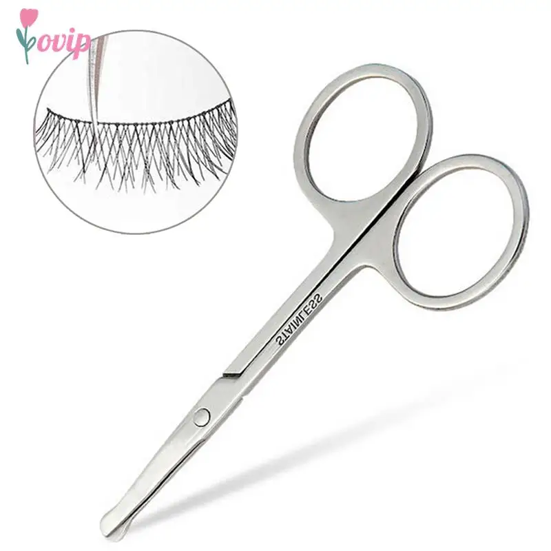 1Pc Professional Eyebrow Scissor Stainless Steel Round Safety Scissors Small Clipper Eyebrow Nose Hair Cut Trimming Tweezers