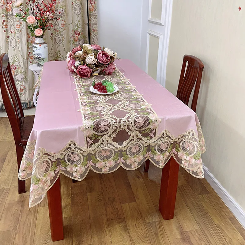 

Square Tablecloth Gold Velvet Lace Balcony Dust Cover Nordic Style Dining Table Decoration Luxurious and High-end Home Wallpaper
