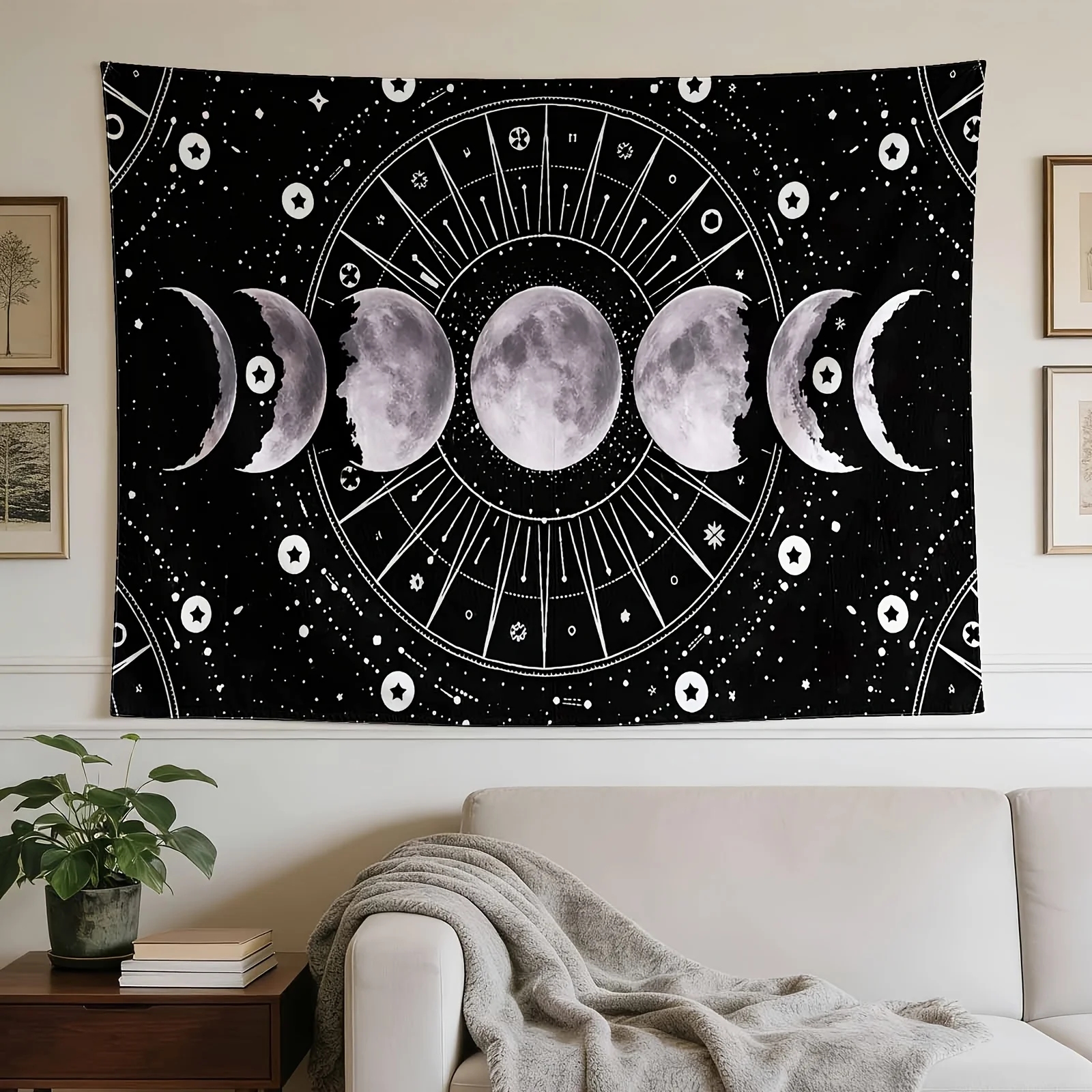 Large Celestial Tapestry Zodiac Moon Phases Wall Decor Astrology Constellation Print Boho Cosmic Space Universe Room Wall Art Ha