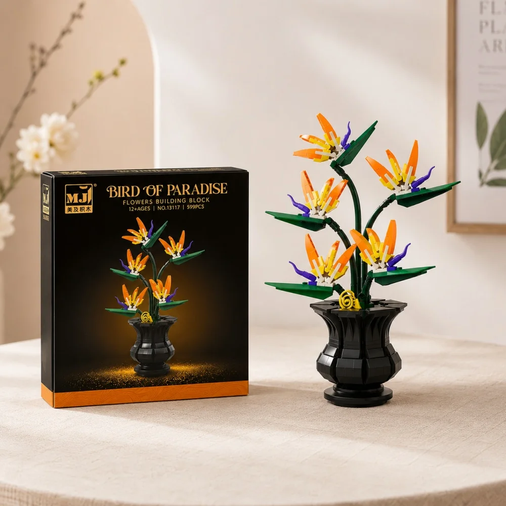 FUNXINEE Bird Of Paradise Bonsai Building Blocks, 451Pcs Flower Bouquet Set, Creative Eternal Plant Desktop Decor Gift view 4