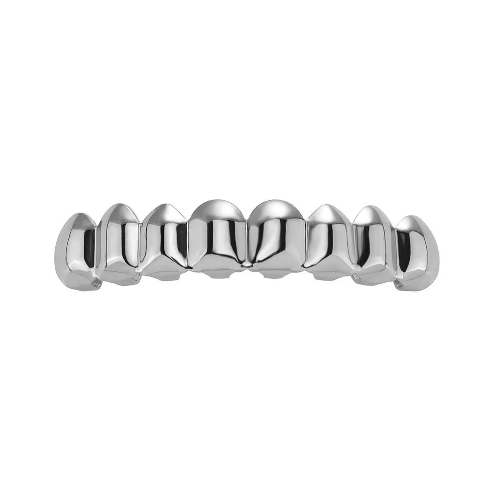 Classic Glossy Finish Teeth Grillz Top Bottom Set Eco-friendly Copper Shiny Teeth Grillz Caps Silver Gold Teeth Jewelry Rapper