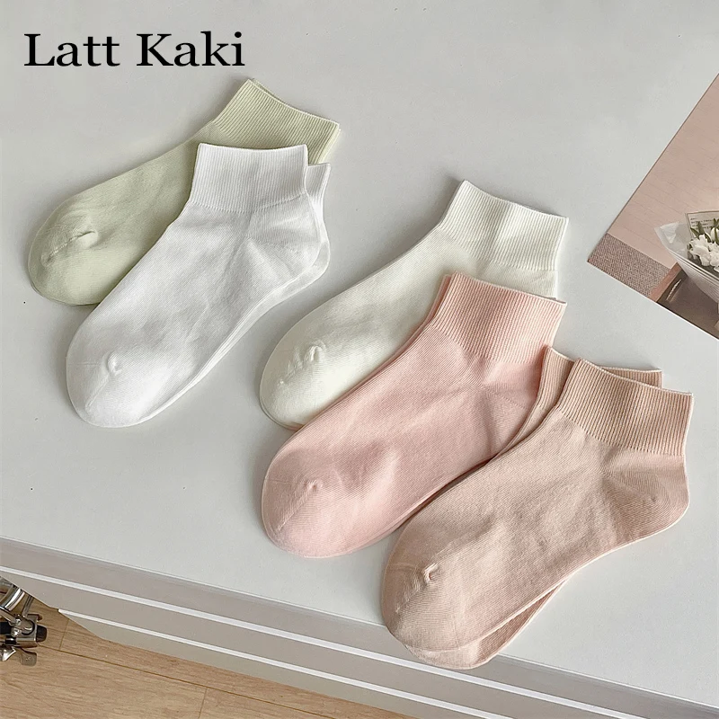 3 Pairs Women\'s Short Socks Candy Color Summer New Plain Cotton Socks Set Breathable Casual Comfy Soft Colorful Socks For Women