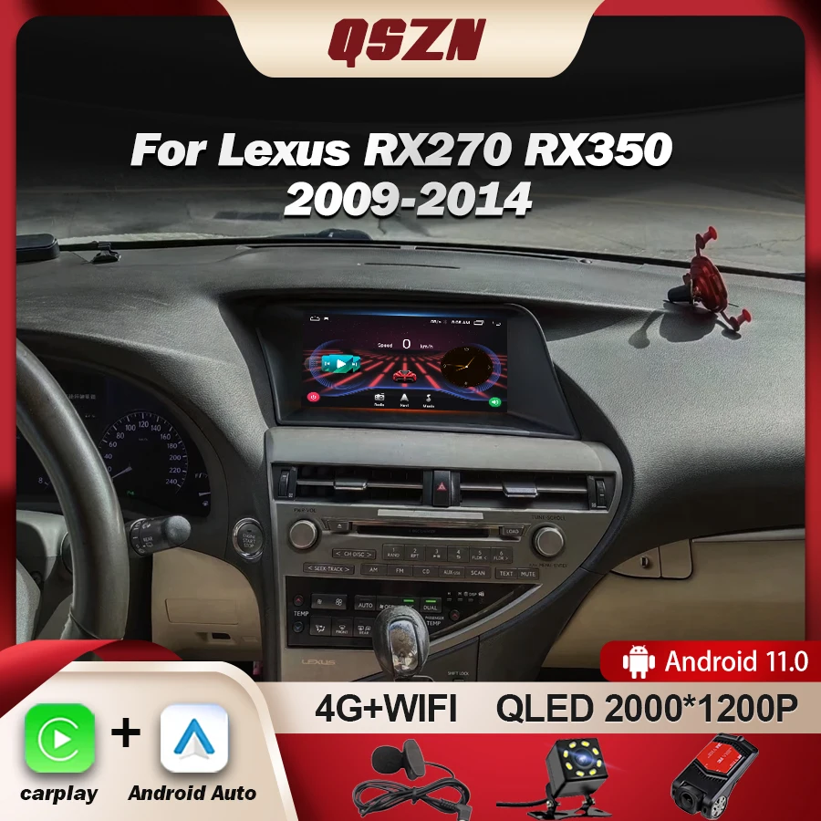 QSZN For Lexus RX200 RX270 RX300 RX350 RX400h RX450h 2009-2014 Carplay Car Radio Android 13 Navigation GPS Multimedia Car Stereo