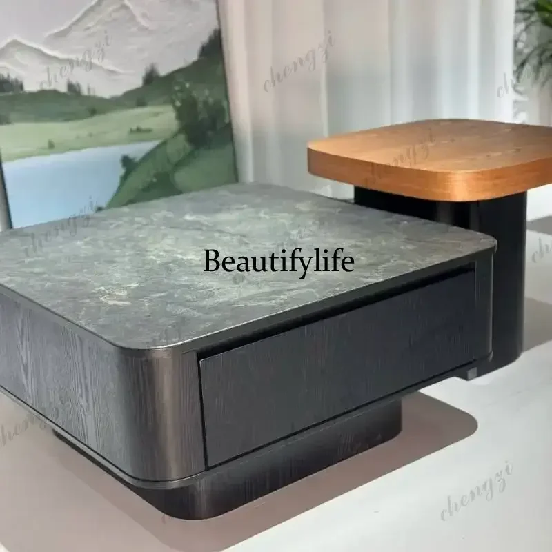 Drawer Storage Round Coffee Tables Brown Classic Glass LivingRoom Coffee Tables Modern Designer Stoliki Kawowe Furniture Home