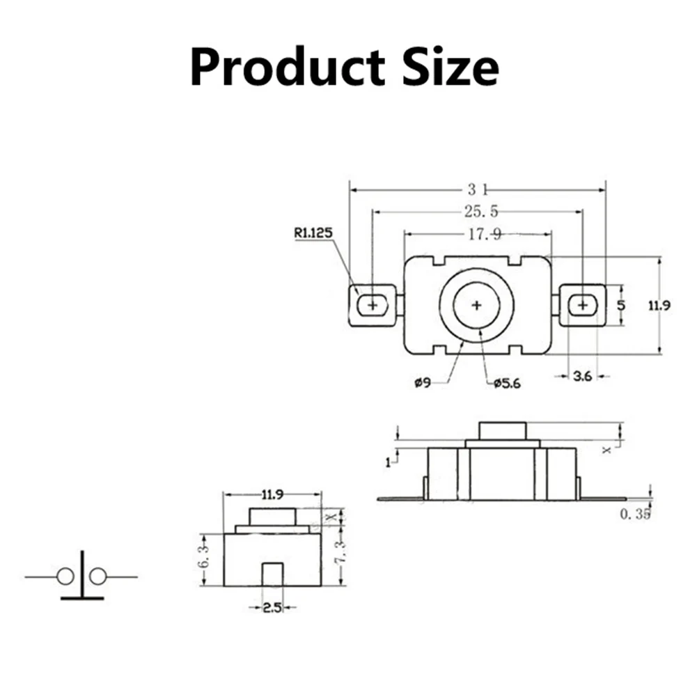 10pcs Push Button Switch Self Locking 18x12mm KAN 28 Rated 1.5A 250V for Flashlight Repair Prototyping and Use