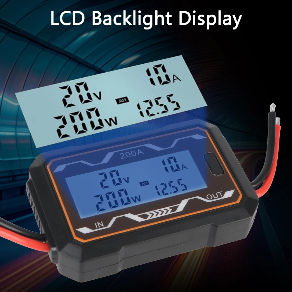 0-60V LCD Backlight DC Voltage Current Tester DC Power Analyser Battery Power Analyzer Digital Watt Meter 100A/150A/200A