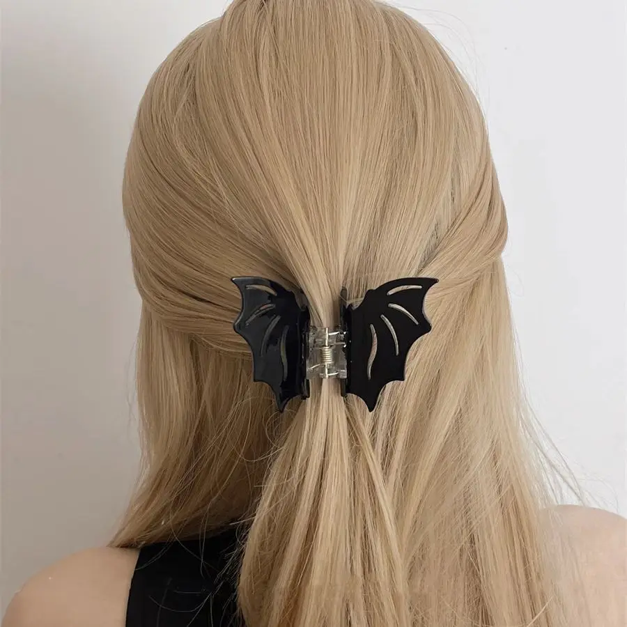 Women's Goth Lovely Halloween Bat Funky Acetic Acid Grab Clip Good-looking Back Head Shark Hairpin Parties Dress Up Accessory view 2
