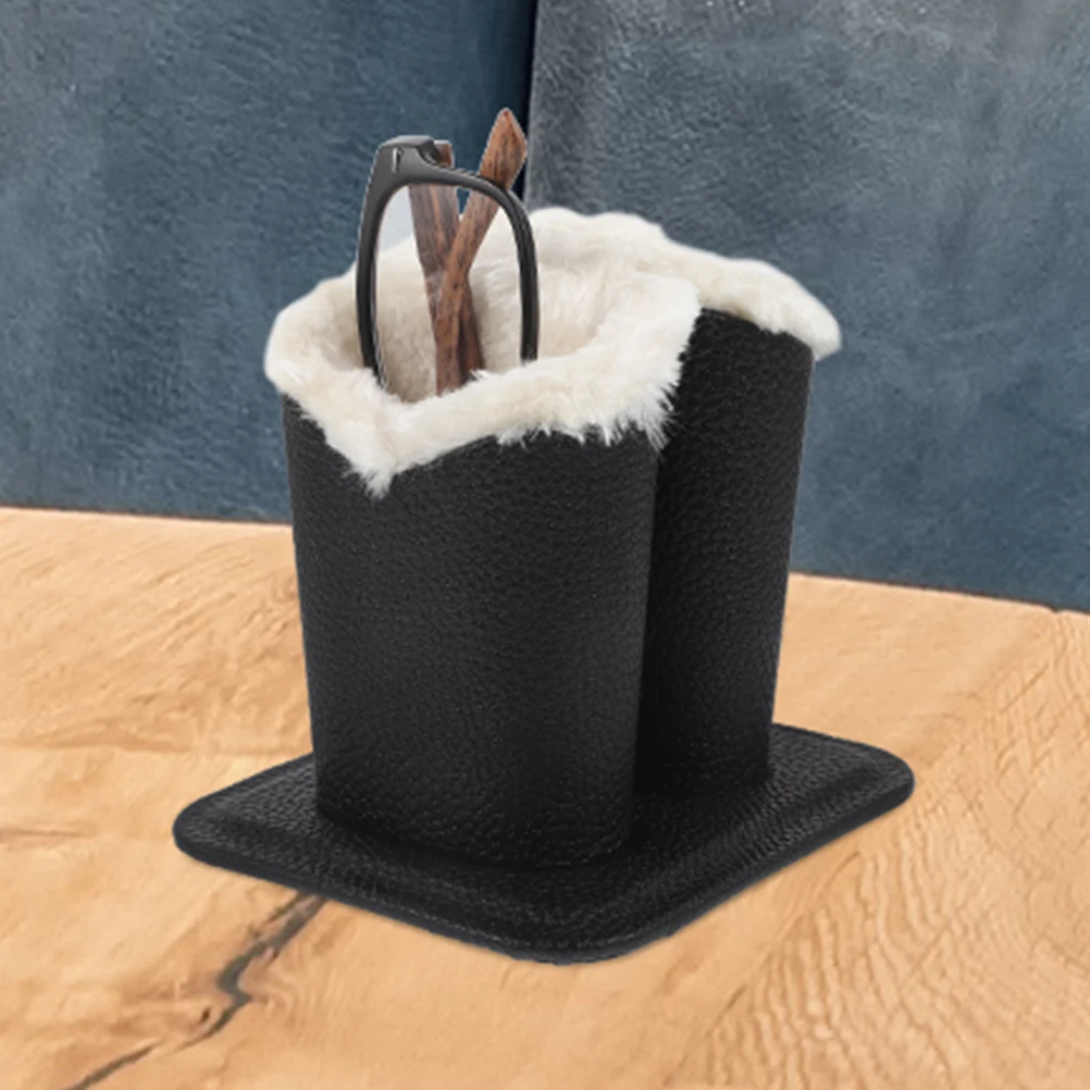 

2 pcs Glasses Display Stand Eyeglass Holder BlackPattern Lining Desk Nightstand Storage Practical PU Material