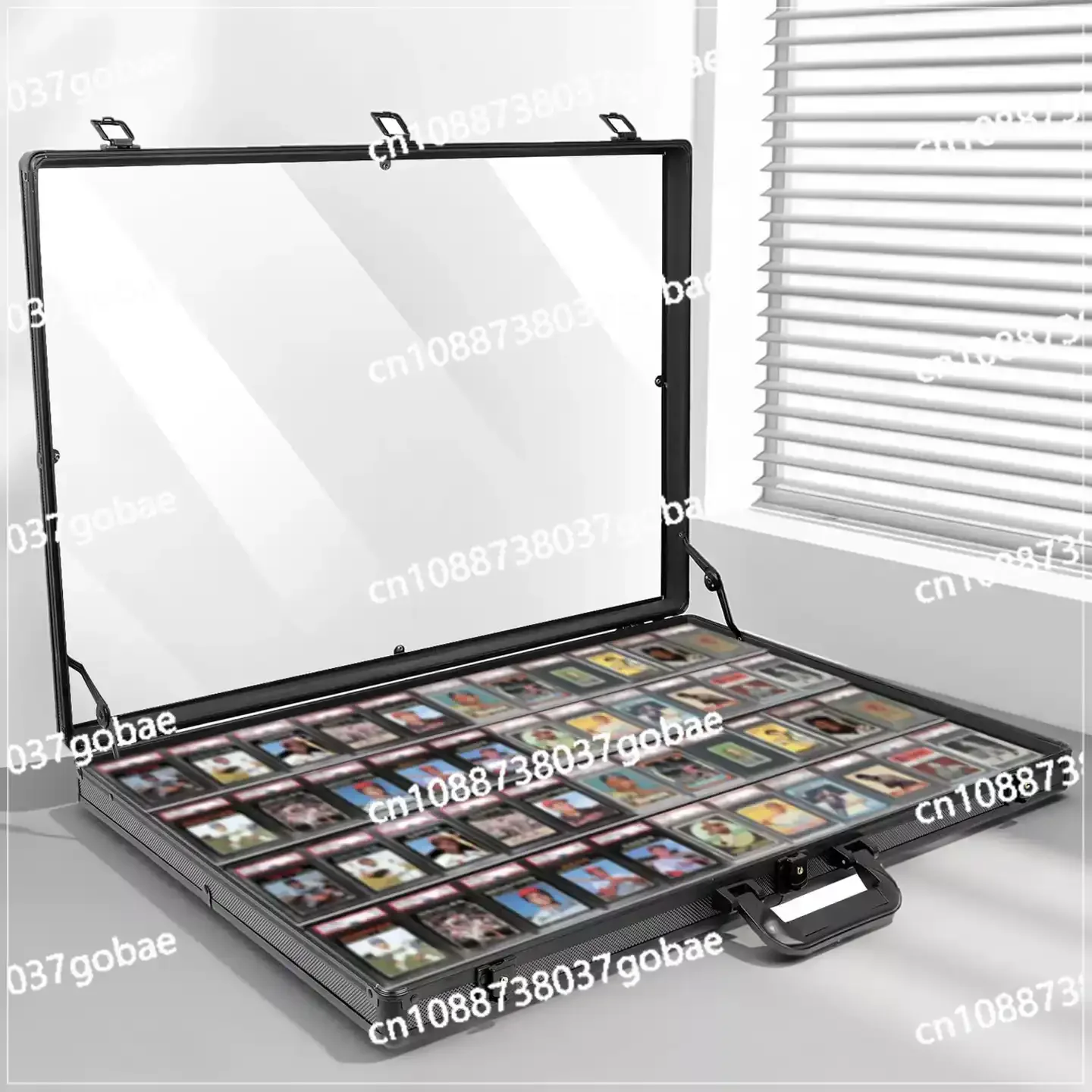 Silver Aluminum Acrylic Transparent Top Display Stand Portable Supplier Trade Display Case for TCG Cards with Lock Function