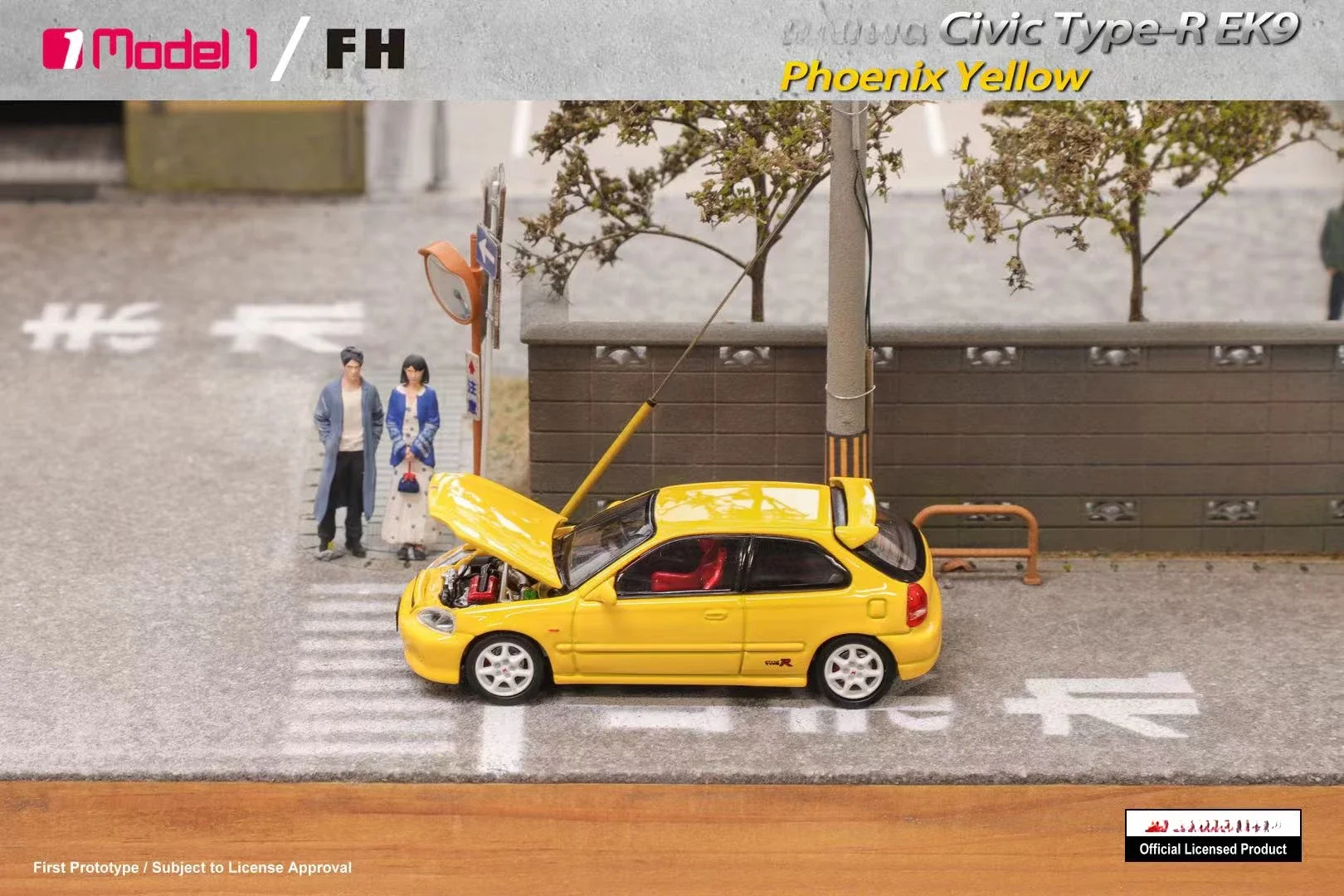 

**Pre-order **Focal Horizon FH x Model One 1:64 Civic Type-R EK9 Phoenix Yellow Diecast Model Car