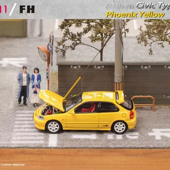 **Pre-order** Focus Horizon FH x Model One 1:64 Civic Type-R EK9 Phoenix Yellow Diecast Model Car