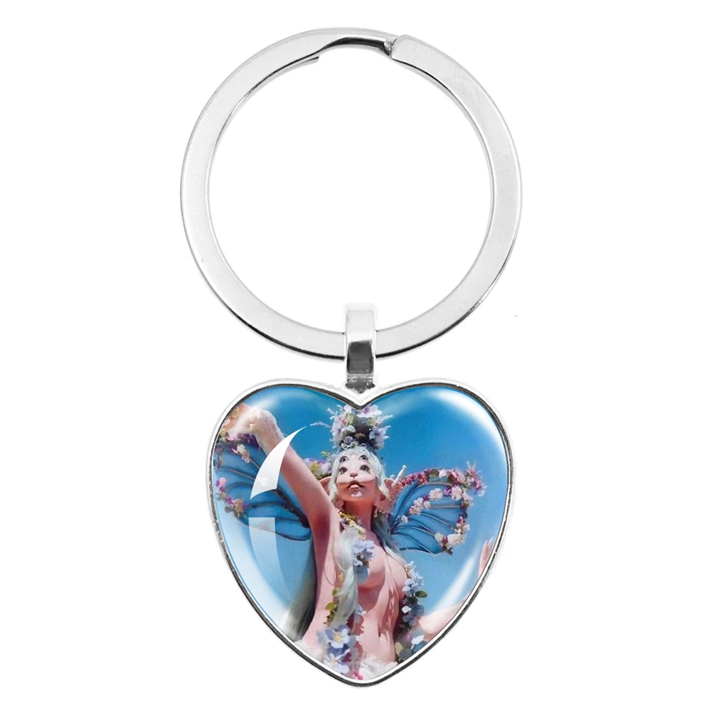 سلسلة مفاتيح كابوشون متدلية على شكل قلب ، مغنية ميلاني مارتينيز ، فتاة خرافية ، مجوهرات زجاجية Y2K ، هدايا للأصدقاء والمعجبين والأصدقاء