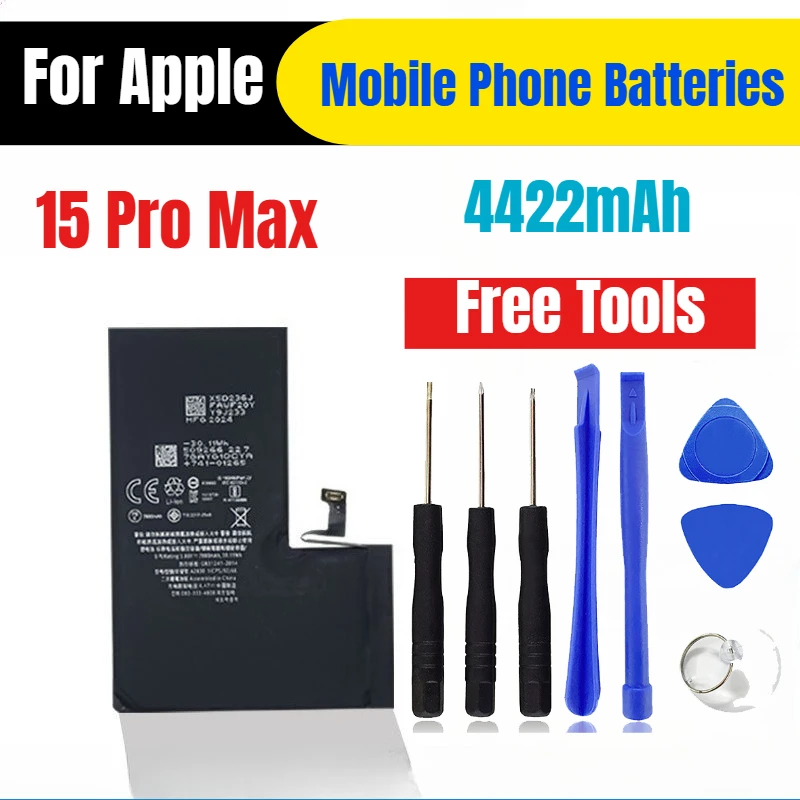 

4422 мАч для аккумуляторов мобильных телефонов Apple 15 Pro Max, бесплатные инструменты