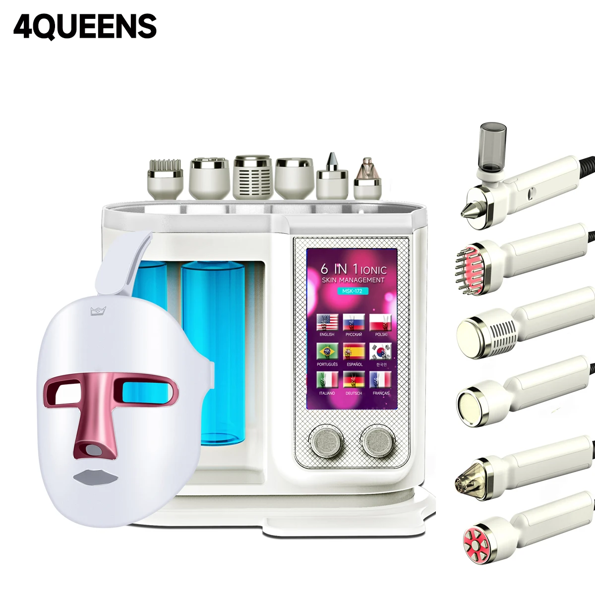 4QUEENS 7 In1 Cuidados Faciais Beleza Massagem Máquina de Limpeza Profunda Spa Levantamento Aqua Face SKincare Dispositivo Facial massager Ferramentas