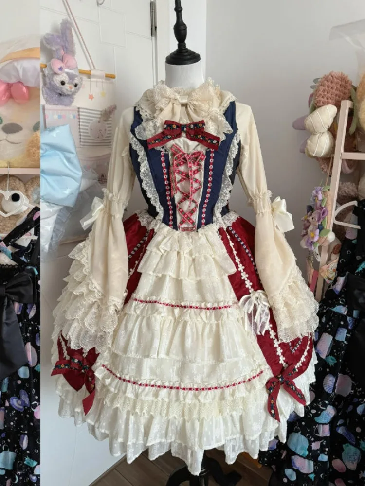 France Lolita Shrit Flared Sleeves Cape Y2k New Spring Autumn Girl Lace Princess Jsk Cake Party Blouses White Pink Shirts Bow 5